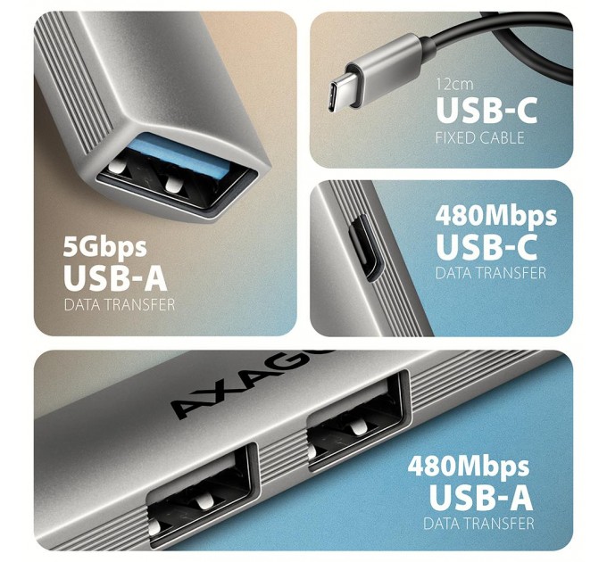 Концентратор USB3.2 4PORT 0.12M HUE-STC AXAGON