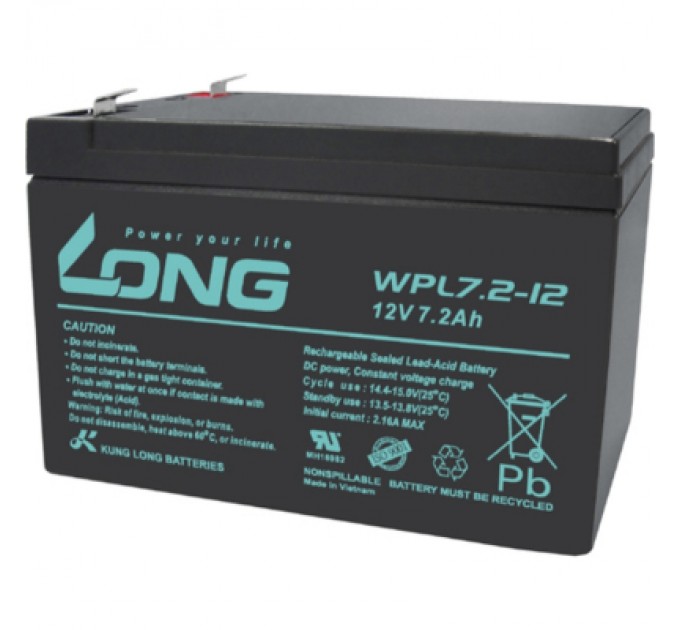 Батарея до ДБЖ Long 12V 7.2Ah (WPL7.2-12)