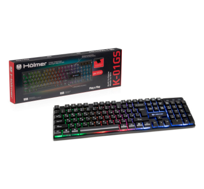 Hölmer Клавіатура Hölmer K-01GS RGB Backlight USB UA Black (K-01GS)