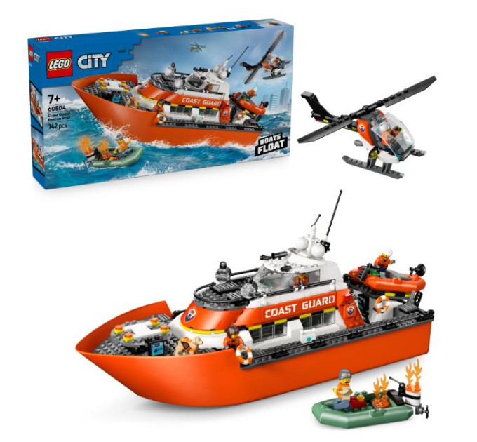 LEGO Конструктор LEGO City Рятувальний катер і гелікоптер берегової охорони (60504)