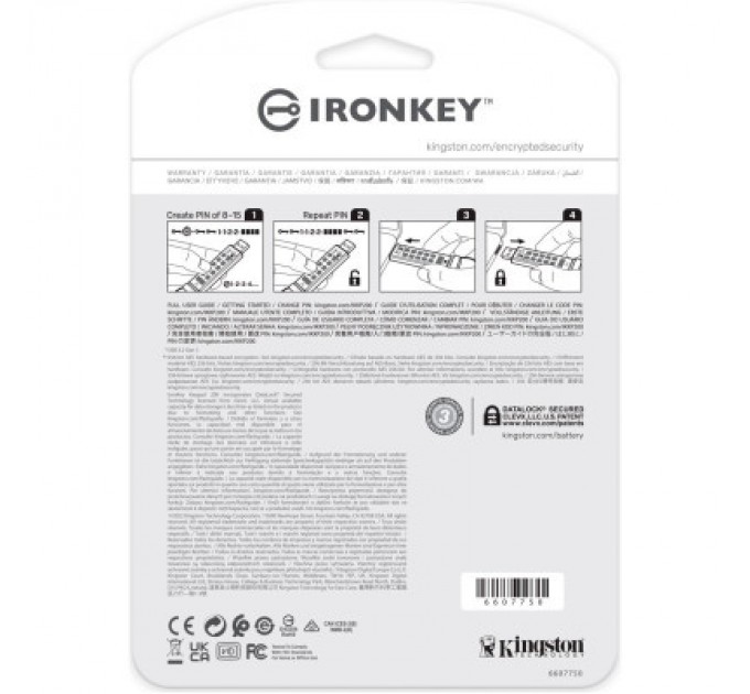 USB флеш накопичувач Kingston 16GB IronKey Keypad 200 Blue USB 3.2 (IKKP200/16GB)