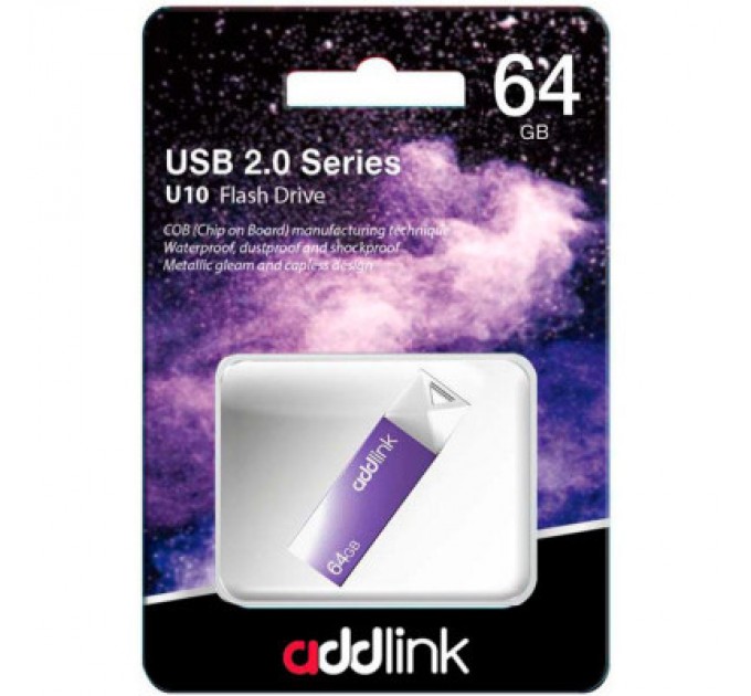 AddLink USB флеш накопичувач AddLink 64GB U10 Violet USB 2.0 (ad64GBU10V2)