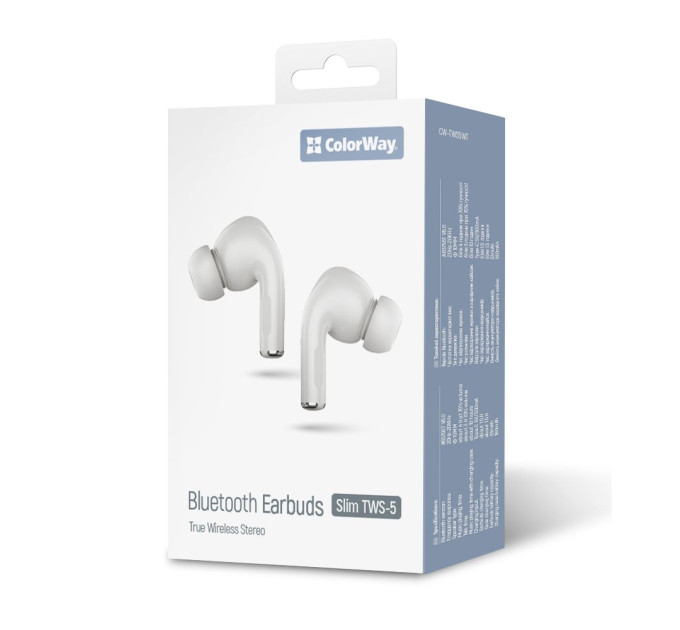 ColorWay Bluetooth-гарнітура СolorWay Slim TWS-5 Earbuds White (CW-TWS5WT)