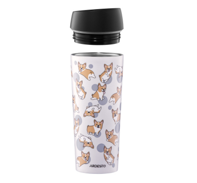 Ardesto Термокружка Ardesto Coffee Time Animals Corgi 450мл, нержавіюча сталь, сірий (AR2645CR)