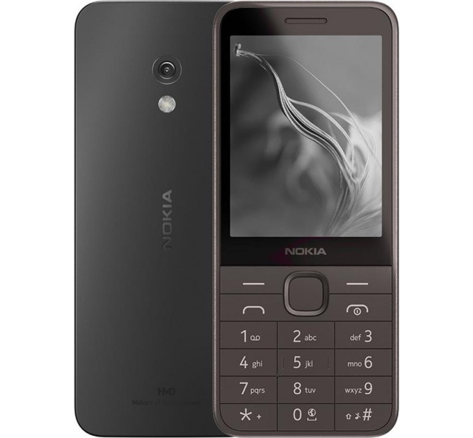 Мобильный телефон Nokia 235 4G 2024 Dual Sim Black; 2.8" (320х240) TN / кнопочный моноблок / Unisoc T107 / ОЗУ 64 МБ / 128 МБ встроенной + microSD до 32 ГБ / камера 2 Мп / 4G (LTE) / Bluetooth / ОС Nokia Series 30+ / 121.53x54.2 мм / 1450 мАч / черны