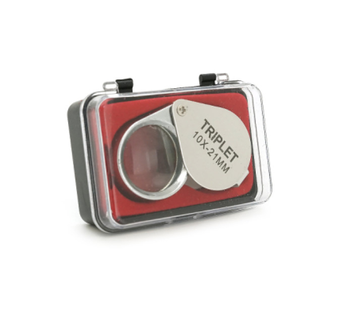 Voltronic Лупа Voltronic ручна TRIPLET 10X-21mm, складана (брелок), метал-скло, пластикова коробка. 60 * 24 * 18mm. (1152/TR10X-21)