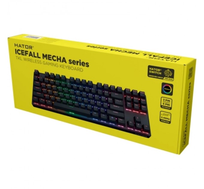 Клавіатура Hator Icefall Mecha TKL Rainbow Wireless/USB Black (HTK287UA)