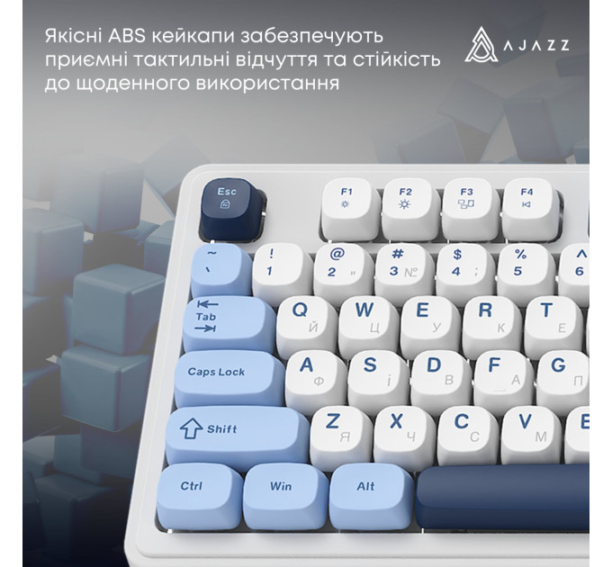 Ajazz Клавіатура бездротова Ajazz AF98 Plus Glacier Blue (AF98-PLUS-GB)