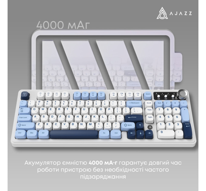 Ajazz Клавіатура бездротова Ajazz AF98 Plus Glacier Blue (AF98-PLUS-GB)