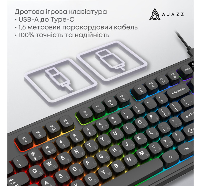Ajazz Клавіатура Ajazz AF98 Black USB-C Black (AF98-B)