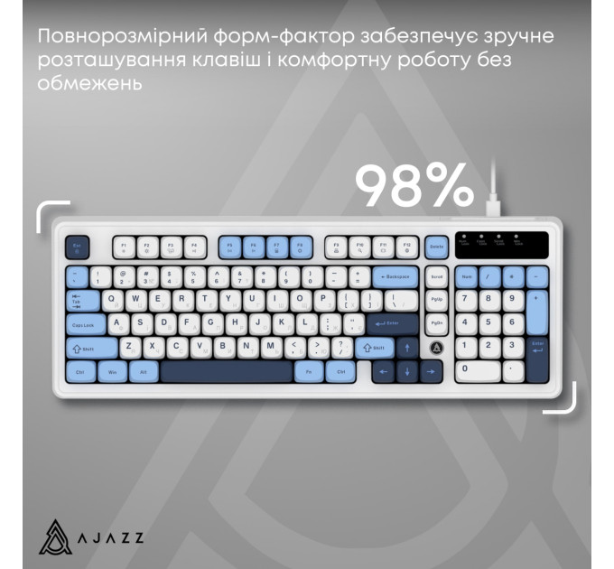 Ajazz Клавіатура Ajazz AF98 Black USB-C Glacier Blue (AF98-GB)