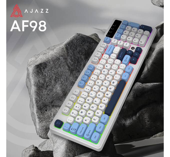 Ajazz Клавіатура Ajazz AF98 Black USB-C Glacier Blue (AF98-GB)