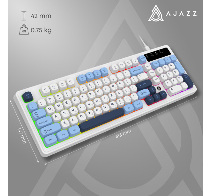 Ajazz Клавіатура Ajazz AF98 Black USB-C Glacier Blue (AF98-GB)