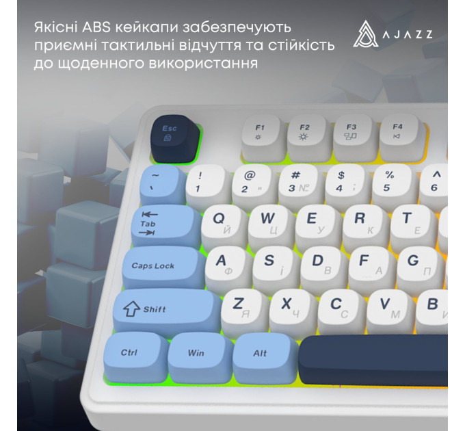 Ajazz Клавіатура Ajazz AF98 Black USB-C Glacier Blue (AF98-GB)