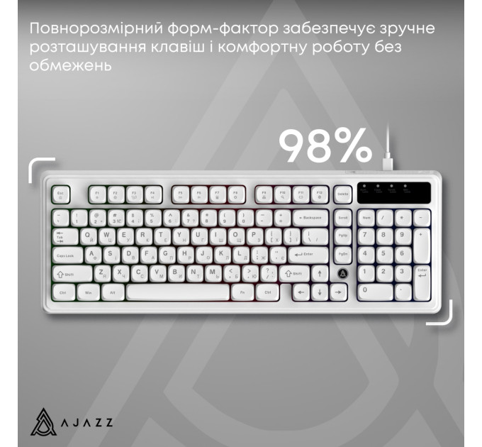 Ajazz Клавіатура Ajazz AF98 Black USB-C White (AF98-W)