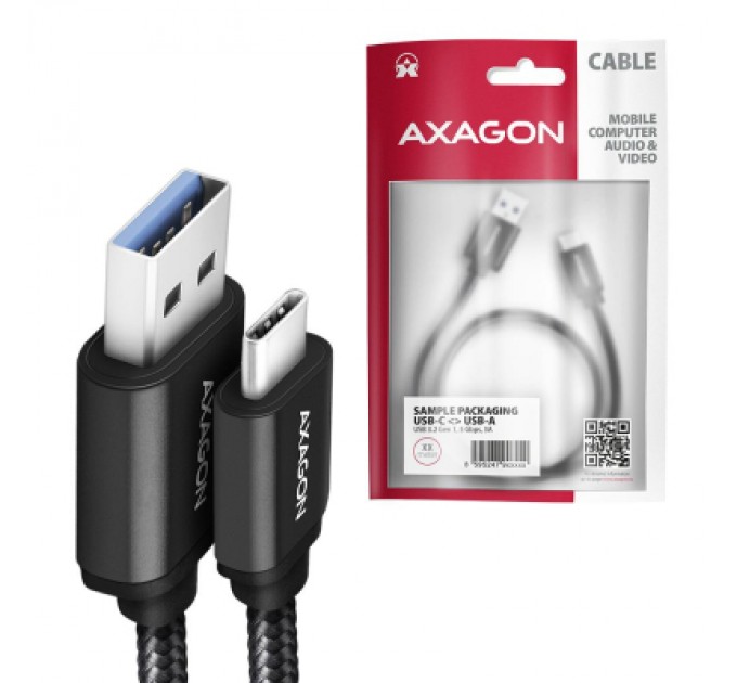 Дата кабель USB 3.2 AM to USB-C 1.0m black AXAGON (BUCM3-AM10AB)