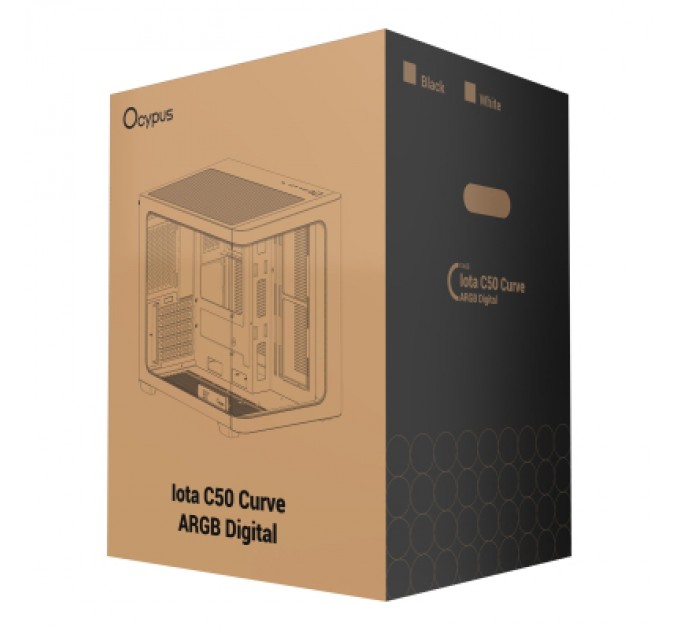 Корпус для ПК OCYPUS IOTA C50 BK CURVE ARGB DIGITAL (OTA-C50-BKD300CD-GL)