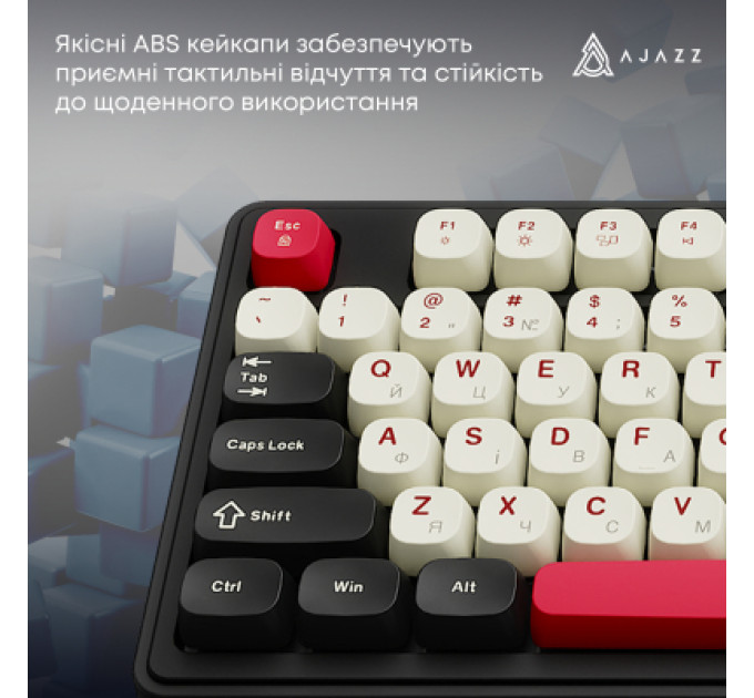 Ajazz Клавіатура Ajazz AF98 Plus Wireless/Bluetooth/USB UA Black/White/Red (AF98-PLUS-BSR)