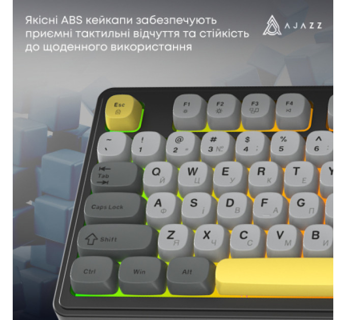 Ajazz Клавіатура Ajazz AF98 USB UA Black/Grey/Yellow (AF98-BGY)