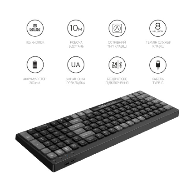 Ajazz Клавіатура Ajazz SK985BO Bluetooth/Wireless UA Black/White (SK985BO)