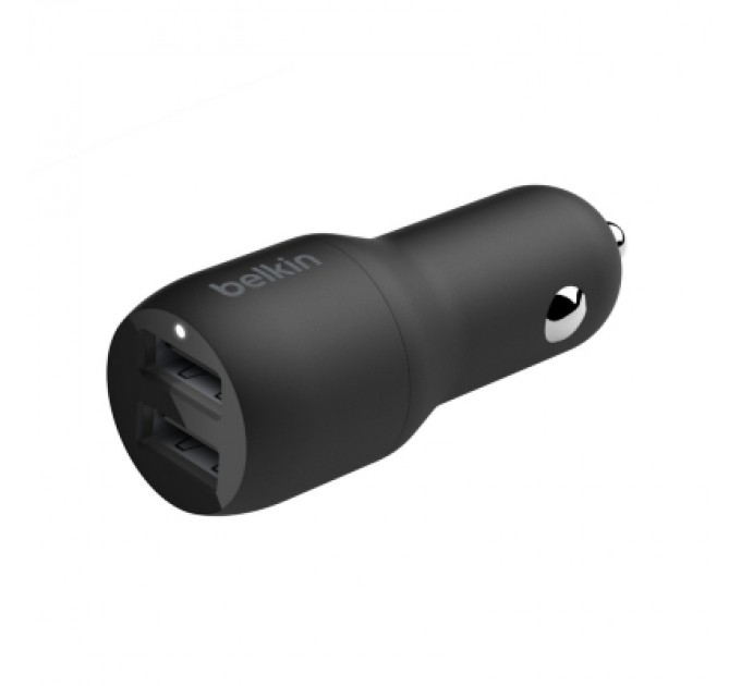 Зарядний пристрій Belkin Car Charger (24W) Dual USB-A, USB-A - Lightning, 1m, black (CCD001BT1MBK)