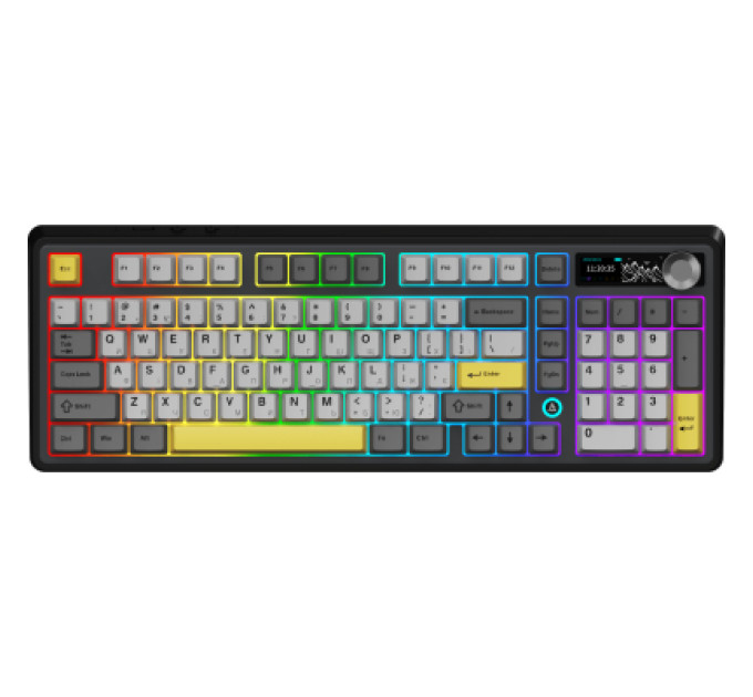 Ajazz Клавіатура Ajazz AK980 V2 Gift Switch V2 Wireless/Bluetooth/USB UA Black/Grey/Yellow (AK980-V2-G-BGY)