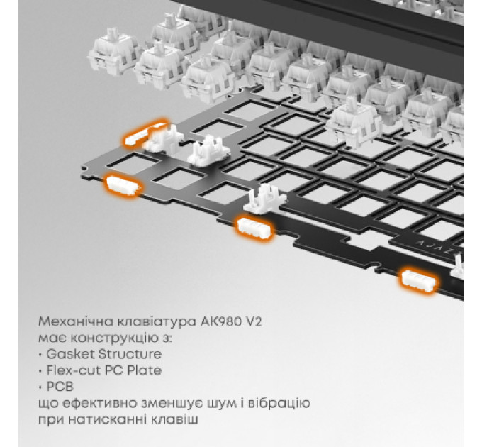 Ajazz Клавіатура Ajazz AK980 V2 Gift Switch V2 Wireless/Bluetooth/USB UA White/Blue (AK980-V2-G-PWB)