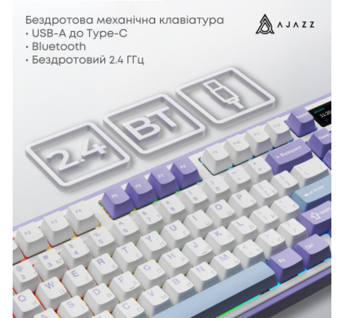 Ajazz Клавіатура Ajazz AK980 V2 Gift Switch V2 Wireless/Bluetooth/USB UA White/Blue (AK980-V2-G-PWB)