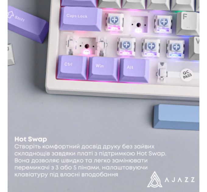 Ajazz Клавіатура Ajazz AK980 V2 Gift Switch V2 Wireless/Bluetooth/USB UA White/Blue (AK980-V2-G-PWB)