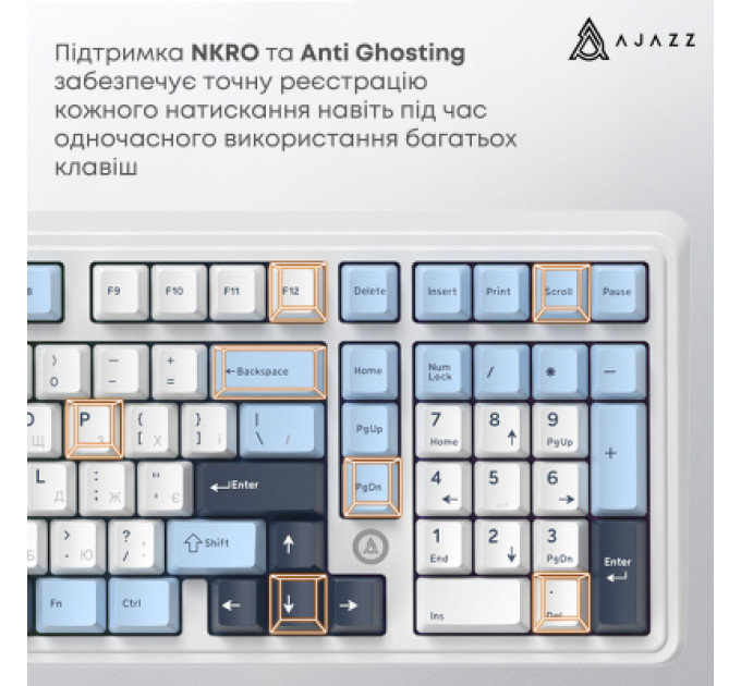 Ajazz Клавіатура Ajazz AK980 MAX Magnetic Switch USB UA White/Blue (AK980-MAX-M-BWDB)