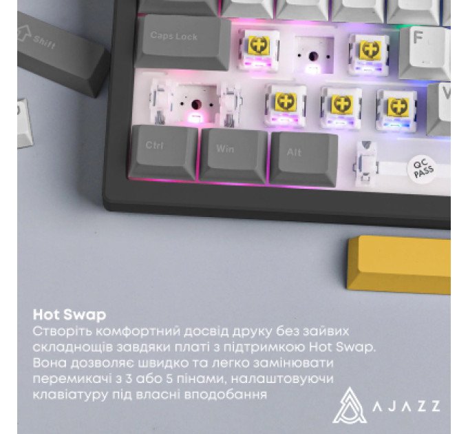 Ajazz Клавіатура Ajazz AK650 Moon Yellow Switch USB UA Black/Grey/Yellow (AK650-MY-GWY)