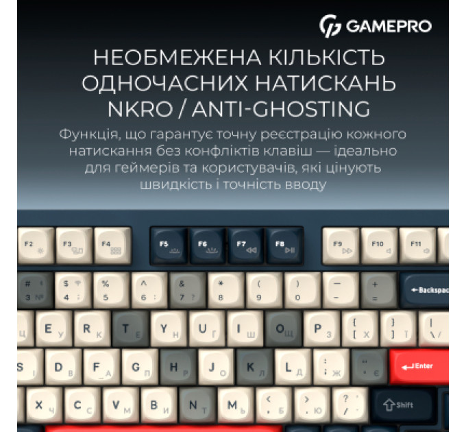 GamePro Клавіатура GamePro Asgard Drakkar Keychron Super Red Switch Wireless/Bluetooth/USB UA Blue (MK305BL)