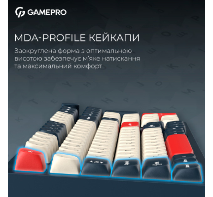 GamePro Клавіатура GamePro Asgard Drakkar Keychron Super Red Switch Wireless/Bluetooth/USB UA Blue (MK305BL)