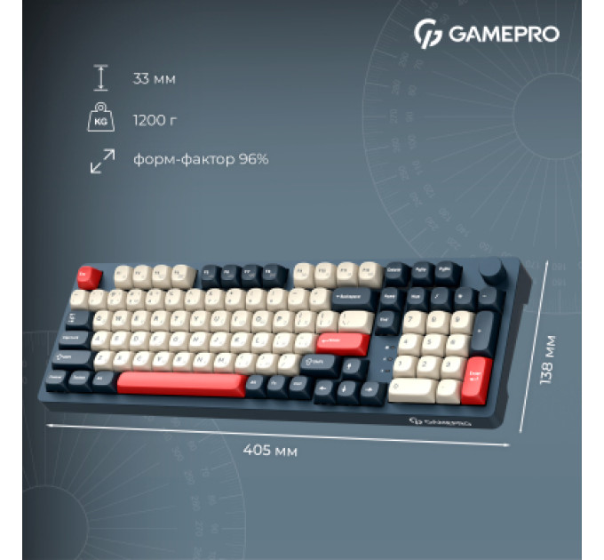 GamePro Клавіатура GamePro Asgard Drakkar Keychron Super Red Switch Wireless/Bluetooth/USB UA Blue (MK305BL)