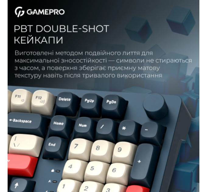 GamePro Клавіатура GamePro Asgard Drakkar Keychron Super Red Switch Wireless/Bluetooth/USB UA Blue (MK305BL)