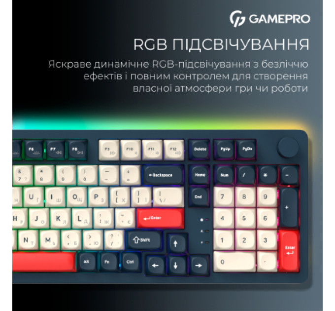 GamePro Клавіатура GamePro Asgard Drakkar Keychron Super Red Switch Wireless/Bluetooth/USB UA Blue (MK305BL)