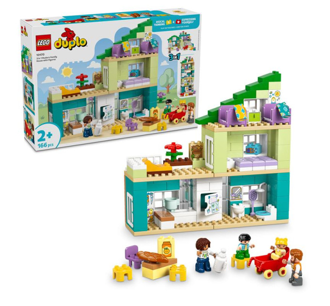 LEGO Конструктор LEGO DUPLO Town Сучасний родинний будинок із фігурками 3 в 1 (10470)