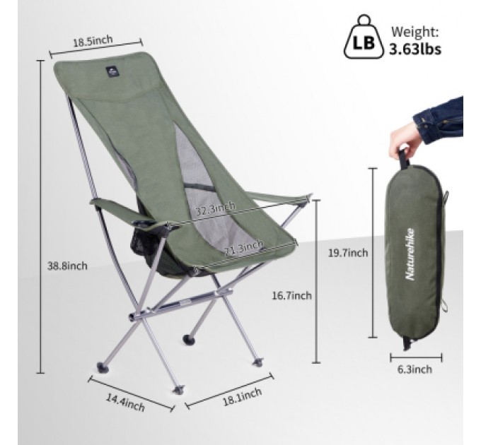 Крісло складане Naturehike CNK2300JU0003, зелене (6976023929472)