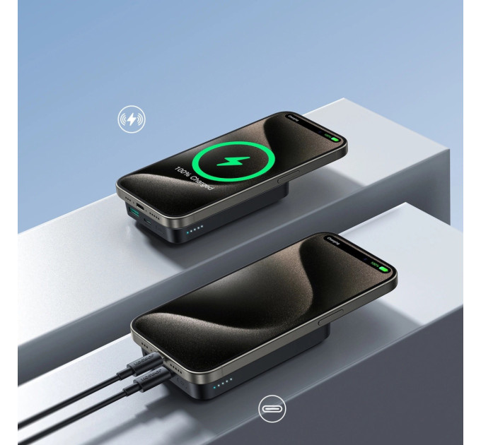 JOYROOM Універсальна мобільна батарея Joyroom Magnetic Wireless JR-W020 10000mAh 20W Black (6941237118455)