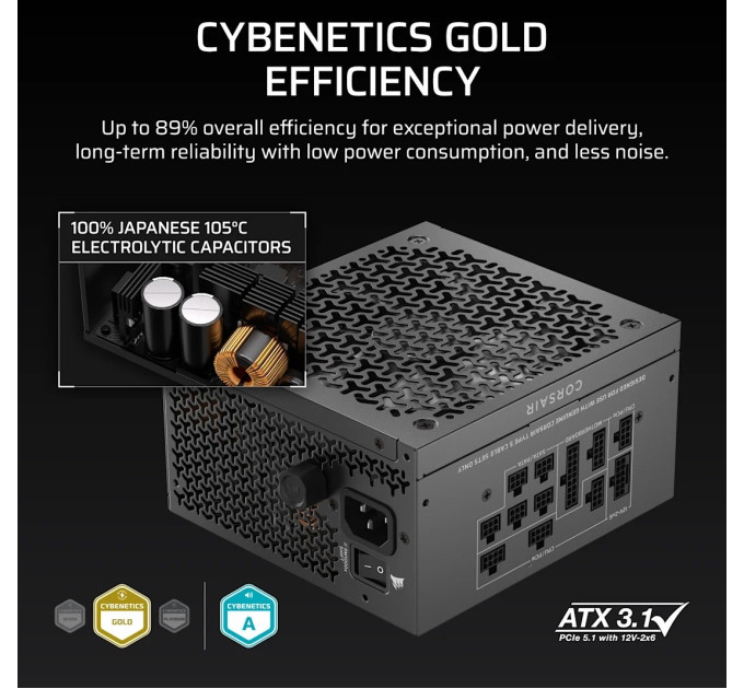 Corsair Блок живлення Corsair RM1000x Shift ATX 3.1 1000W (CP-9020300-EU)