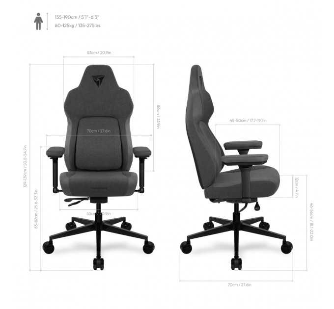 Крісло для геймерів TX3 Core Smart Loft Dark Grey (TEGC-207010Z.Z1)