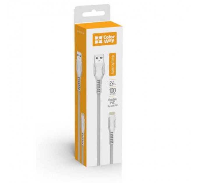 Дата кабель USB 2.0 AM to Lightning 1.0m line-drawing white ColorWay (CW-CBUL027-WH)