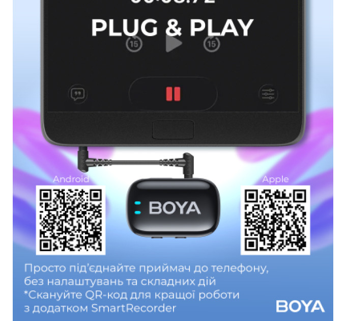 Boya Мікрофон Boya mini-18 3,5 мм/TRS/Type-C Black (mini-18)