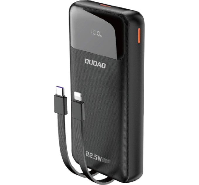 Dudao Батарея універсальна Dudao K15Pro 20000mAh PD/22.5W, QC, with built-in cables, Black (6977196682430)