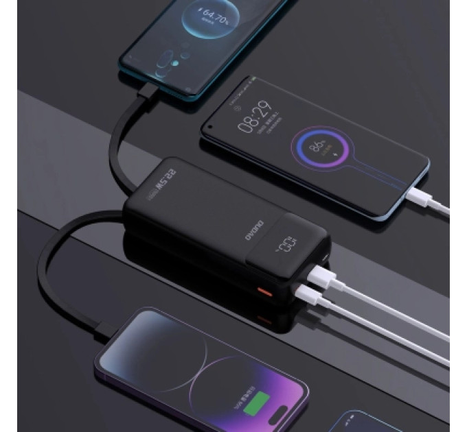 Dudao Батарея універсальна Dudao K15Pro 20000mAh PD/22.5W, QC, with built-in cables, Black (6977196682430)
