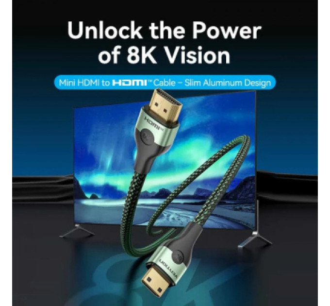 Vention Кабель мультимедійний HDMI M to HDMI mini M 2.0m V2.1 8K 60Hz green VENTION (AGJGH)