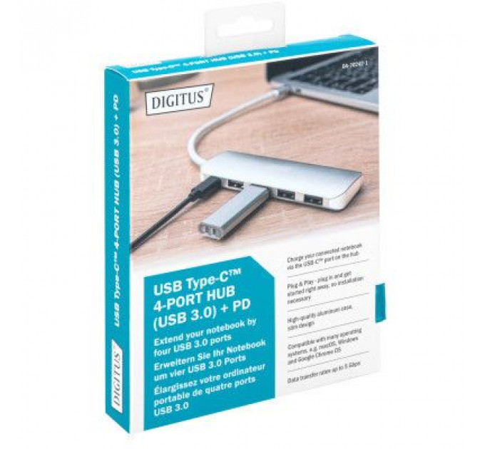 Концентратор Digitus USB Type-C, 4xUSB 3.0 (DA-70242-1)