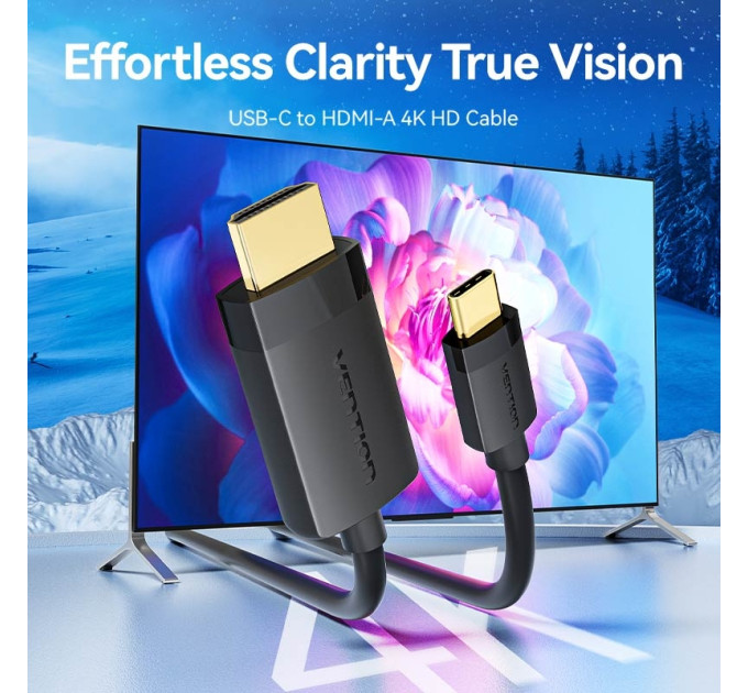Vention Кабель мультимедійний USB-C to HDMI M 2.0m 4K 60Hz black VENTION (CRIBH)