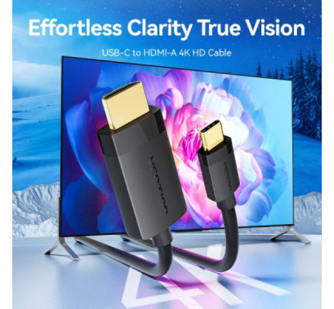 Vention Кабель мультимедійний USB-C to HDMI M 2.0m 4K 60Hz black VENTION (CRIBH)