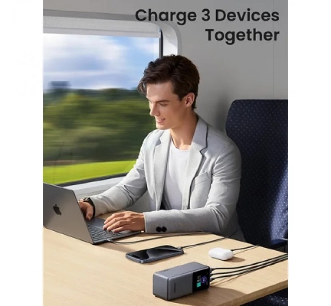 Батарея універсальна Ugreen 20000mAh 130W Nexode Smart Display with Built-in Cable (PB723 55365B)